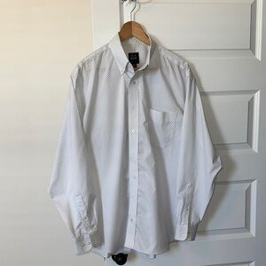 Jos. A. Bank Men's White Dress Shirt with Subtle Gray Pattern